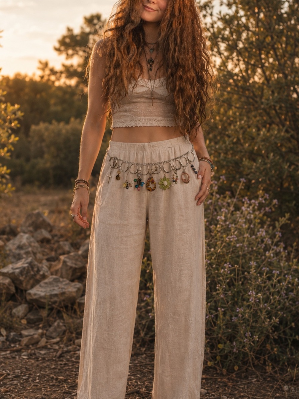 #185 Handmade Upcycled Boho Belt Chain with Detachable Pendants -One of a Kind ✨